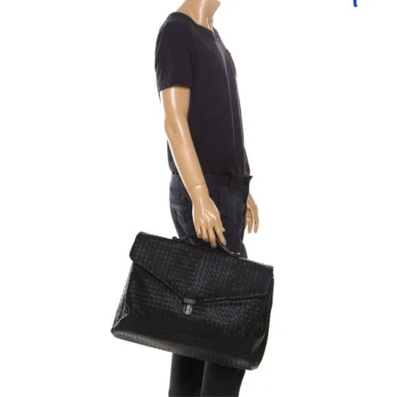 Authentic Bottega Veneta Envelope Briefcase Intrecciato Nappa BLACK - Picture 6 of 15